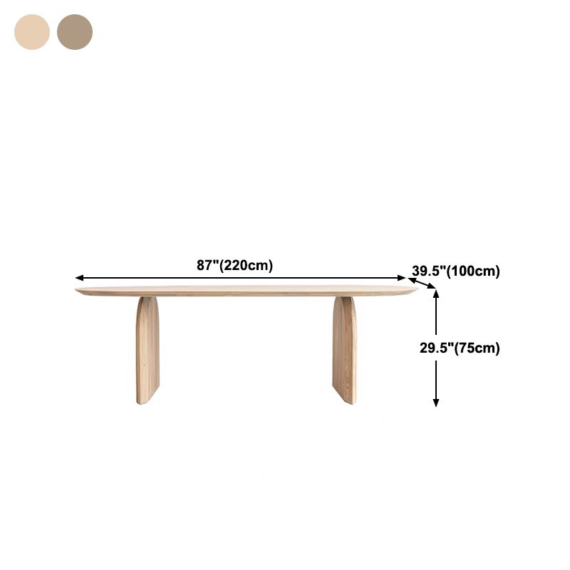 Modern Solid Wood Table for Restaurant Oval Dining Table with Double Pedestal