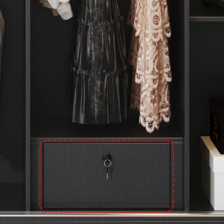 Wooden Sliding Wardrobe Cabinet Grey Wardrobe Armoire with Garment Rod