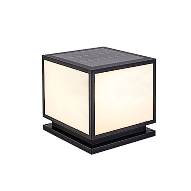 Contemporary LED Pillar Light Simple Black Solar Lighting Fixture for Garden
