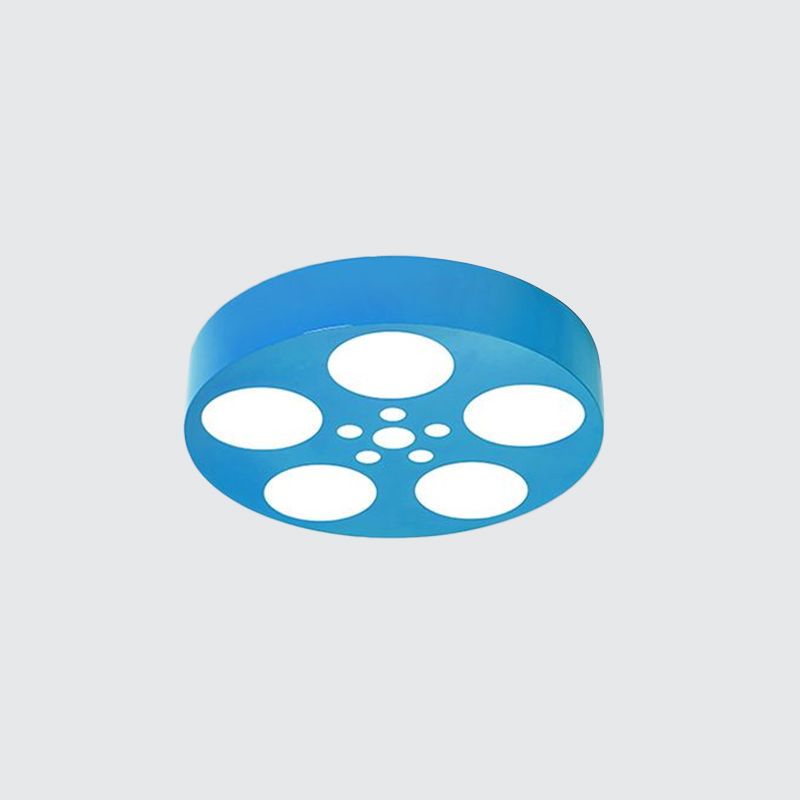 Rounded Nursery Room Flush Light Fixture Acrylic LED Kids Flush Mount Lighting in Red/Yellow/Blue