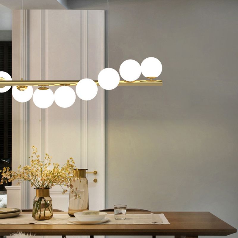 7/9/11-Light Contemporary Golden Kitchen Island Lighting Glass Ceiling Light for Bedroom