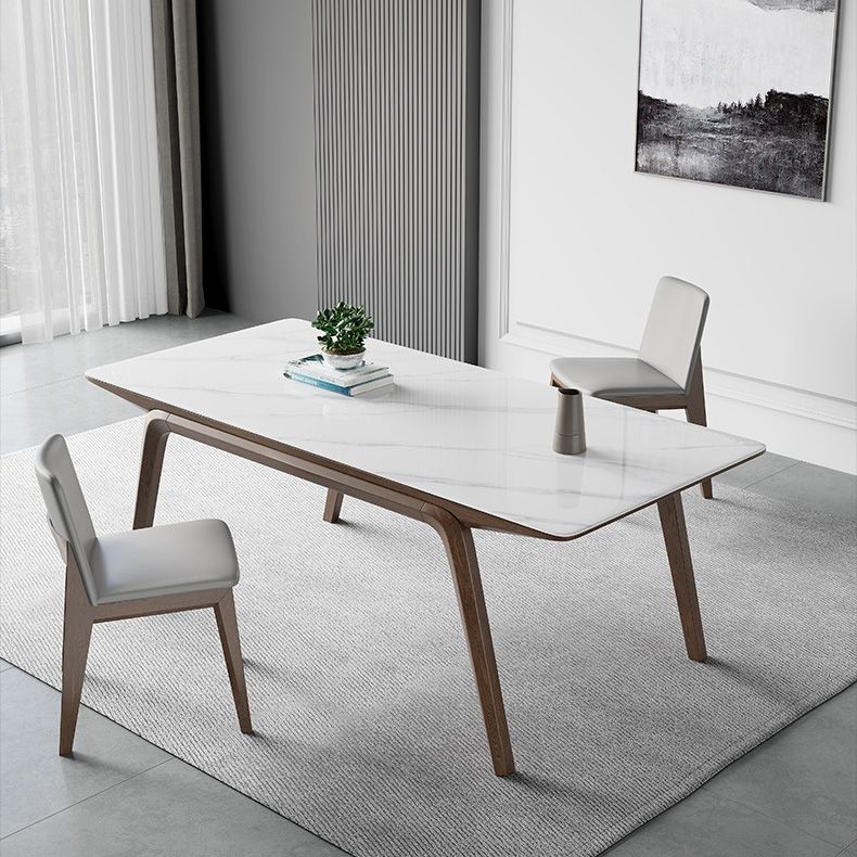 Modern Stone Rectangle Dining Table 4 Legs Table for Kitchen