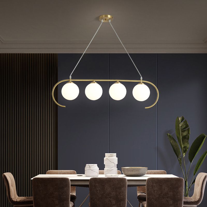 Modern Island Lighting Fixture Minimalist Glass Shade Hanging Light for Dining Room