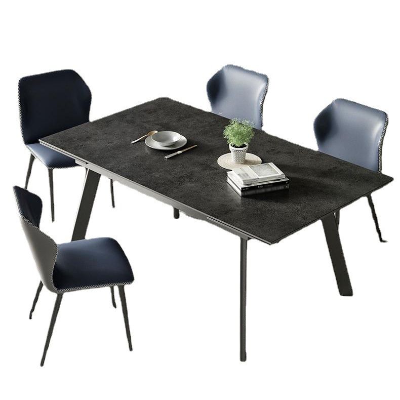 Modern de comedor plegable Juego de piedra sinterizada rectángica con 4 patas base de mesa de cocina formal