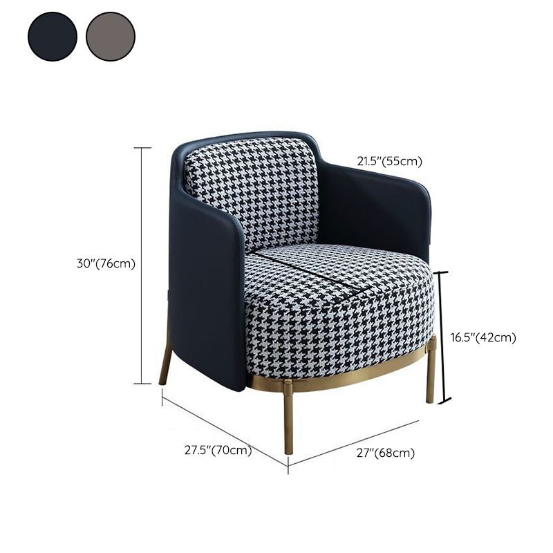 Linen Living Room Chair with Gold Basic Four Leg Accent Armchair