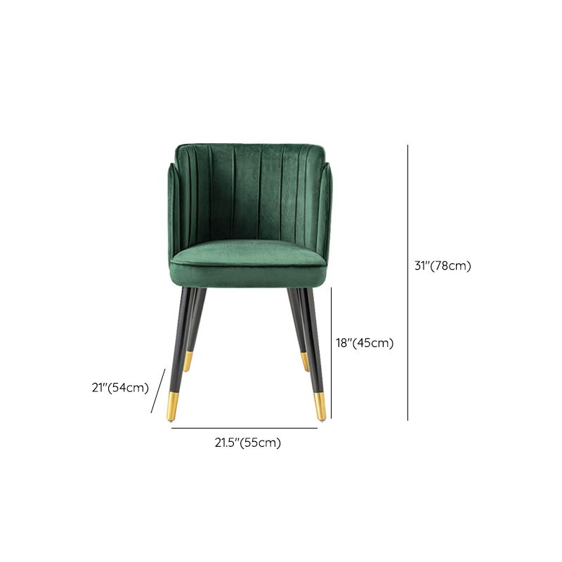 Glam Upholstered Dining Chair Green Parsons Chair with Wood Legs