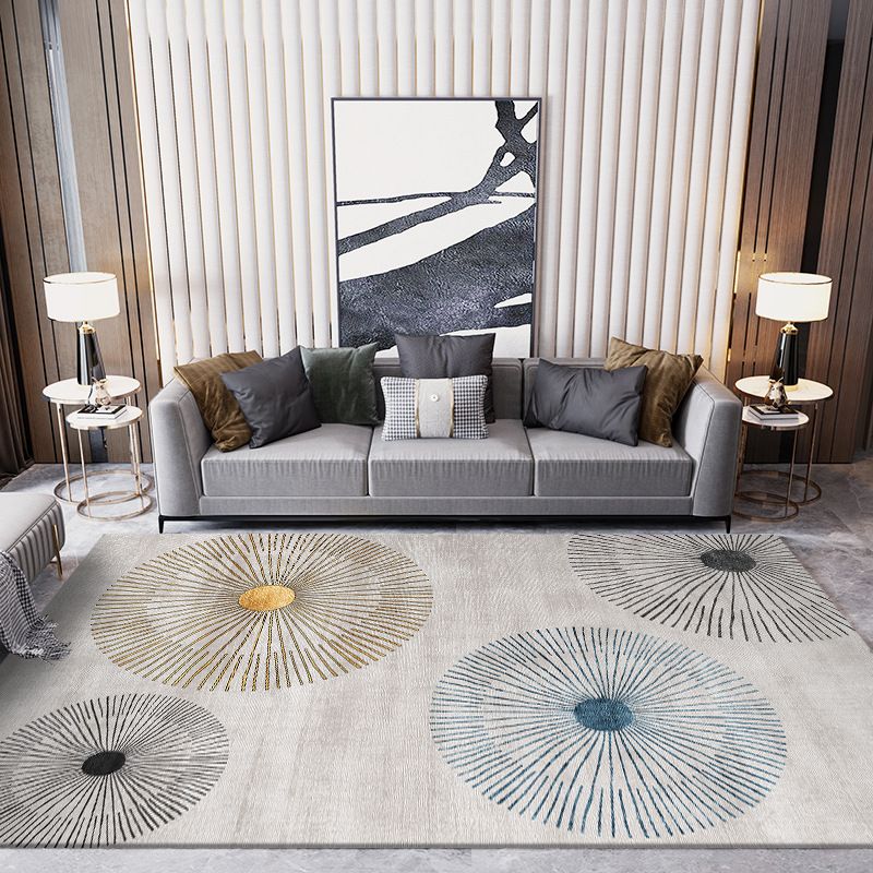Geometric Pattern Rug Rectangle Shape Stain Resistant Polyester Rug for Home Decor
