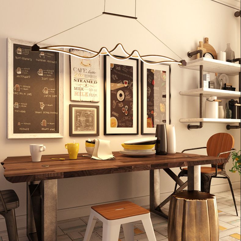 Coffee Twisting Hanging Light Fixture Contemporary LED Acrylic Ceiling Pendant Light