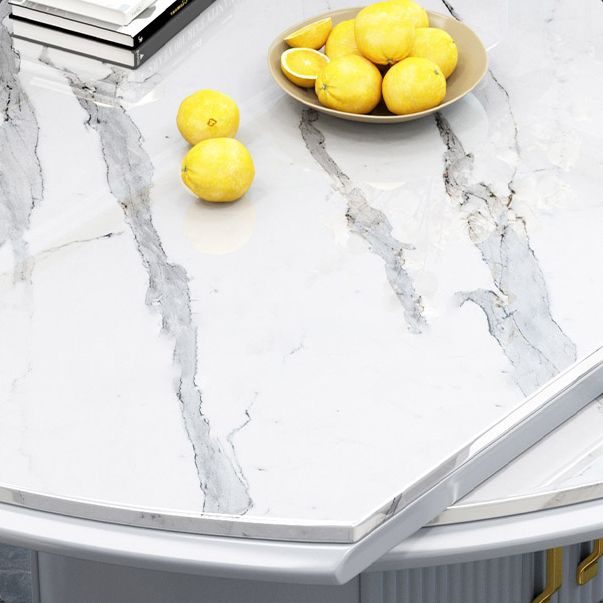 Uitschuifbare ronde eettafel Luxe tafel van gesinterd stenen blad met opbergvoetstuk