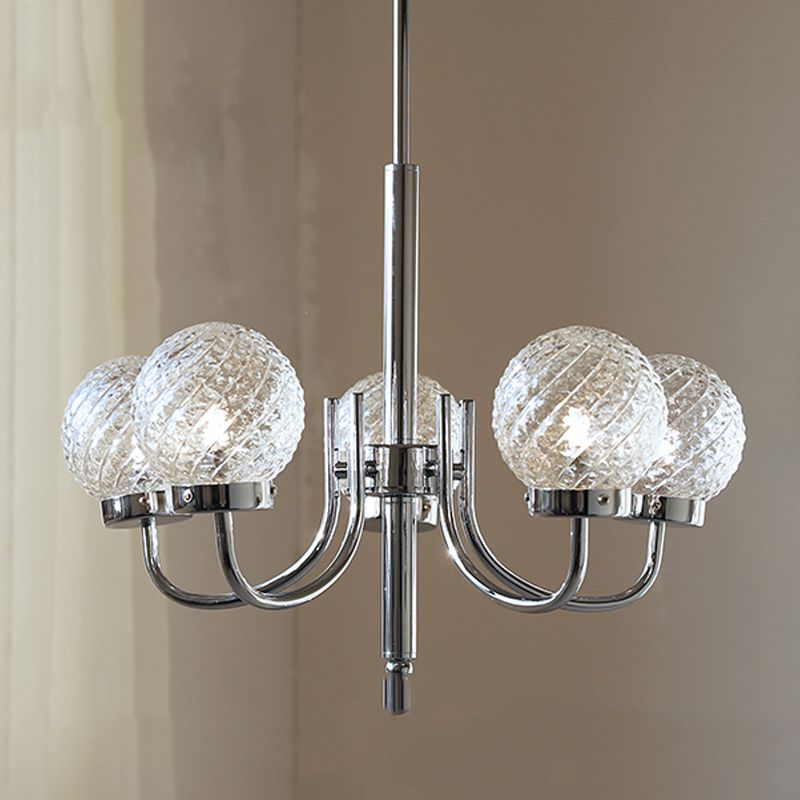 Silver Hanging Pendant Lights Modern Glass Circle Hanging Lamps for Living Room