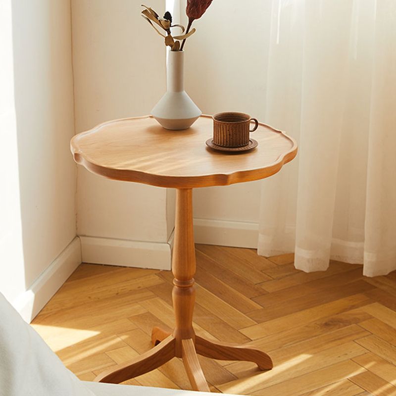 Modern Accent Side Table Naturally Shaped Natural Solid Wood 4 Legs Living Room