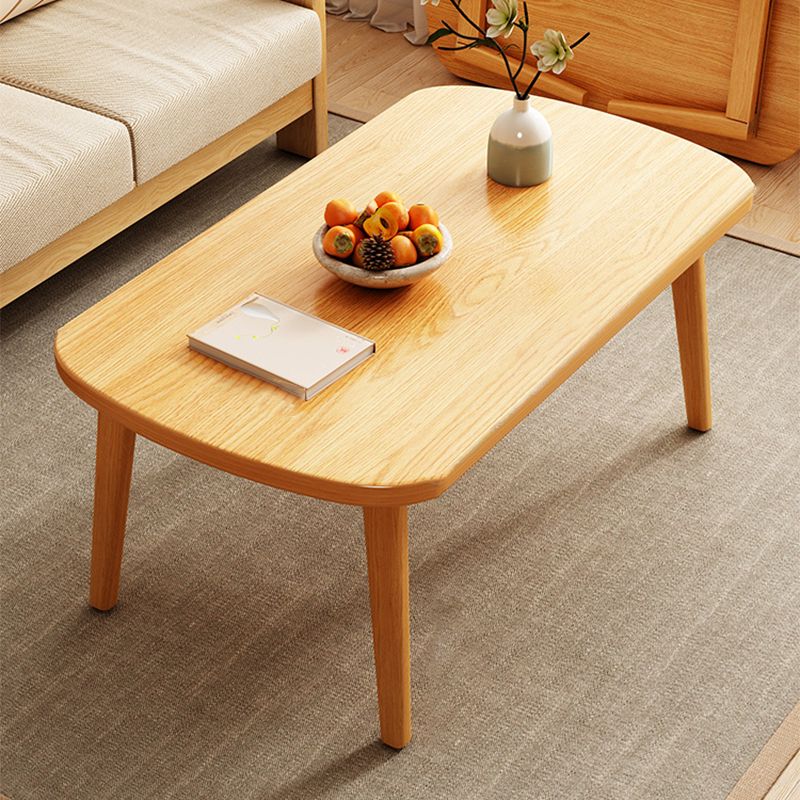 Foldable Wooden Coffee Table Elliptical 4 Legs Cocktail Table