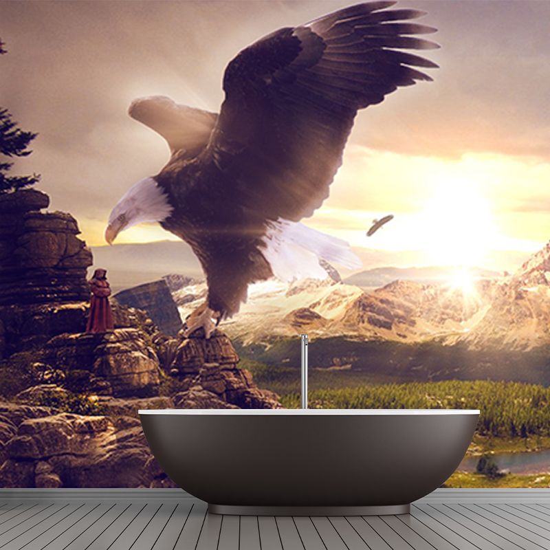 Eagles and Mountain Print Mural Modern Water-Proof Living Room Wall Decor, Custom Size