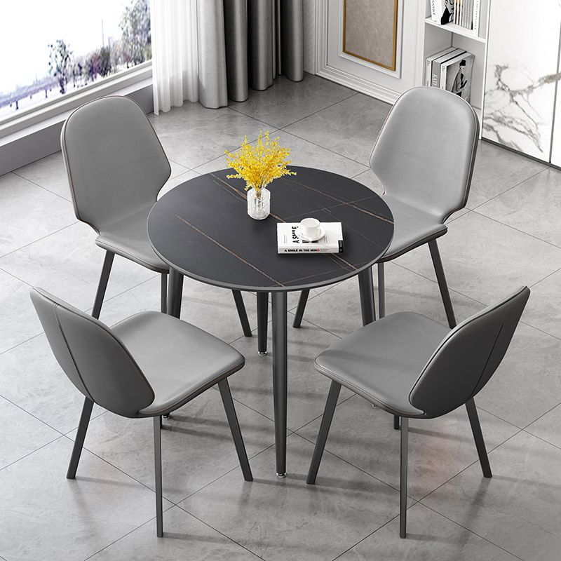 Modern Sintered Stone Dinner Table 4 Legs 31.2" Dining Table with Black Frame