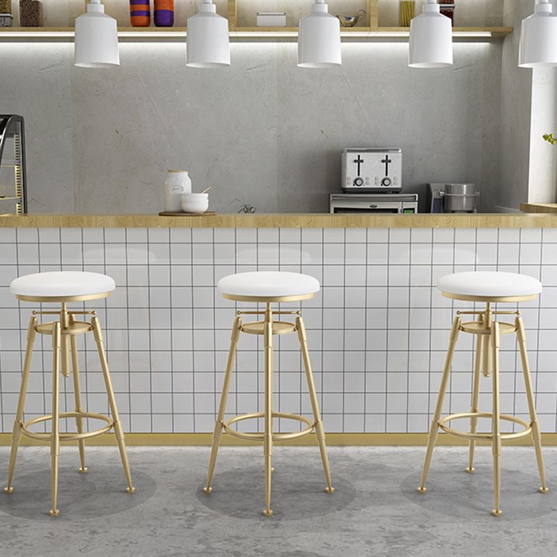 Glam Liftable Rotatable Counter Stool Iron Kitchen Bar Stool with Cushion and Pedal