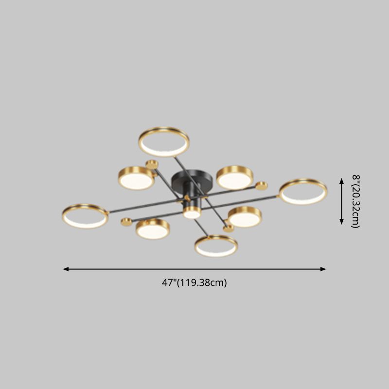 Modern Sputnik Flush Mount Ceiling Light Aluminum Living Room Flush Light