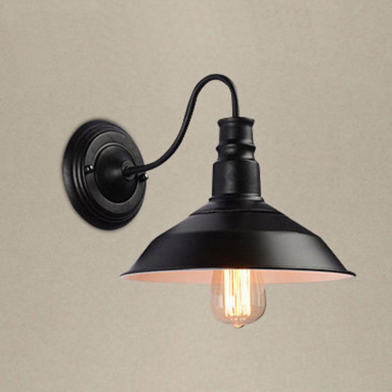 1-leichte Scheunenleuchte Leuchte Industrielle Schwarze Metall-Wandleuchten