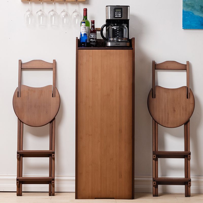 Wood Bar Pub Table Set 1/3 Pcs Folding Bar Table and Stools in Brown and Natural