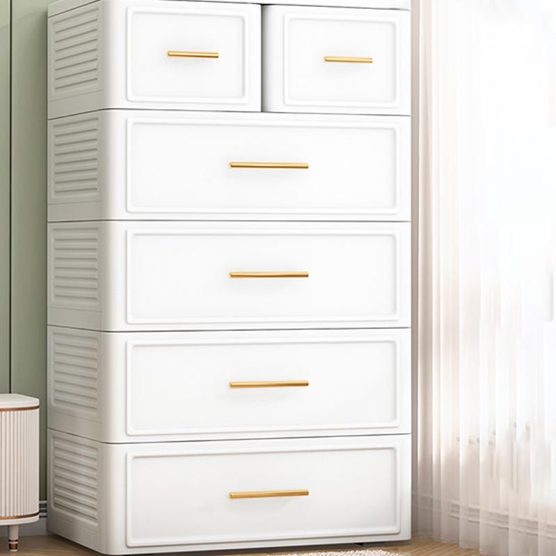 White and Green Non-Hanging Armoire Contemporary Plastic Cabinet