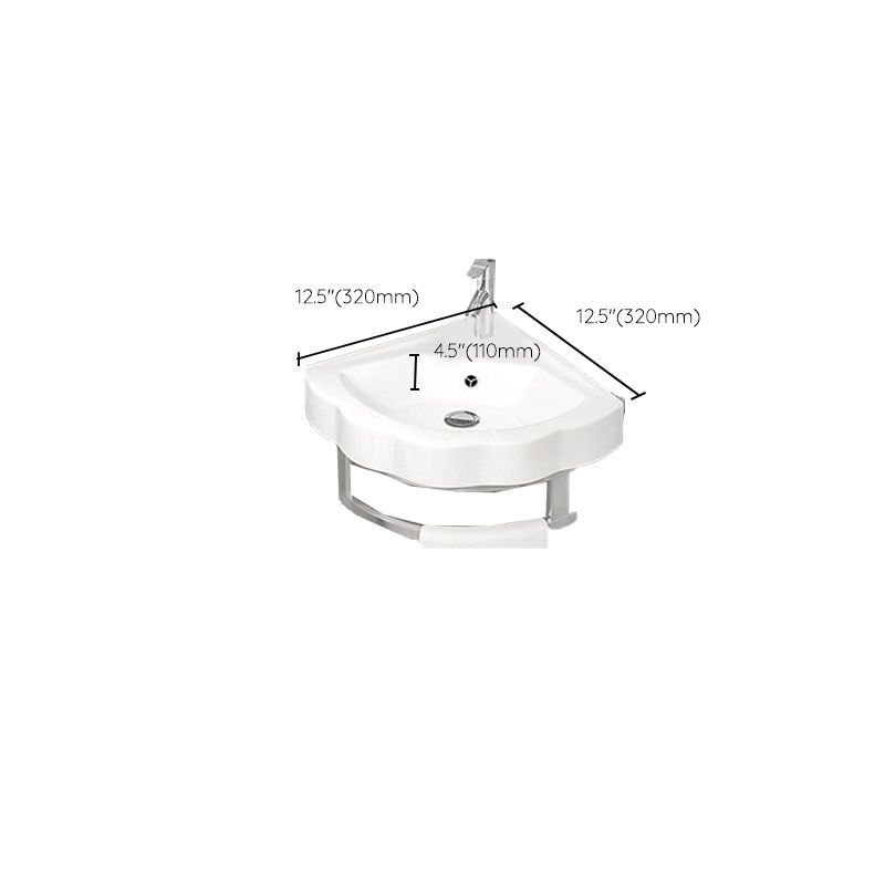 Bathroom Sink White Ceramic Wall-mounted Mirror Faucet Anti-spill Sink
