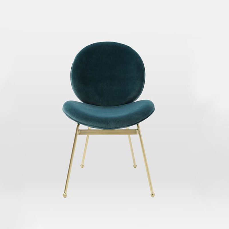 Glam Velvet Dining Room Chairs Metal Dining Armless Chair for Restaurant Use