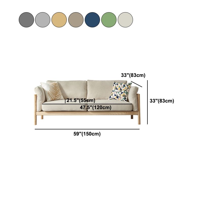 Linen Modern Square Arm Sofa Wooden Standard Sofa for Living Room, Apartment