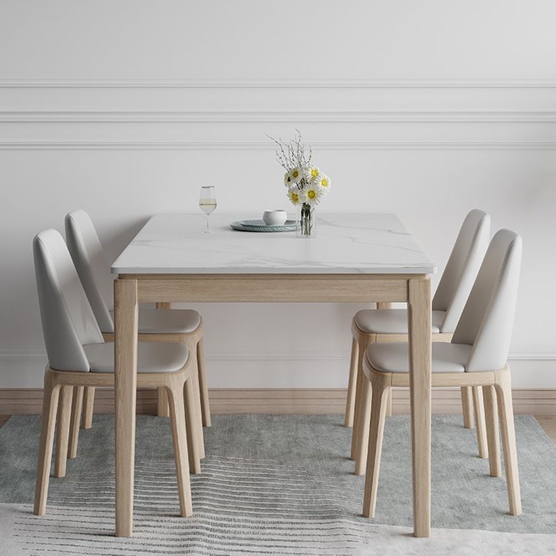 Witte bovenste eettafel Moderne vaste houten eettafel met 4 houten benen