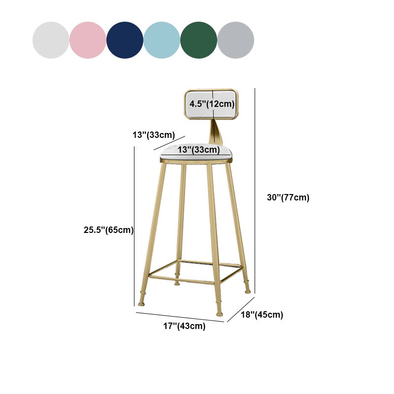 Nordic Armless Backrest Counter Stool Iron KitchenBar Stool with Cushion and Pedal