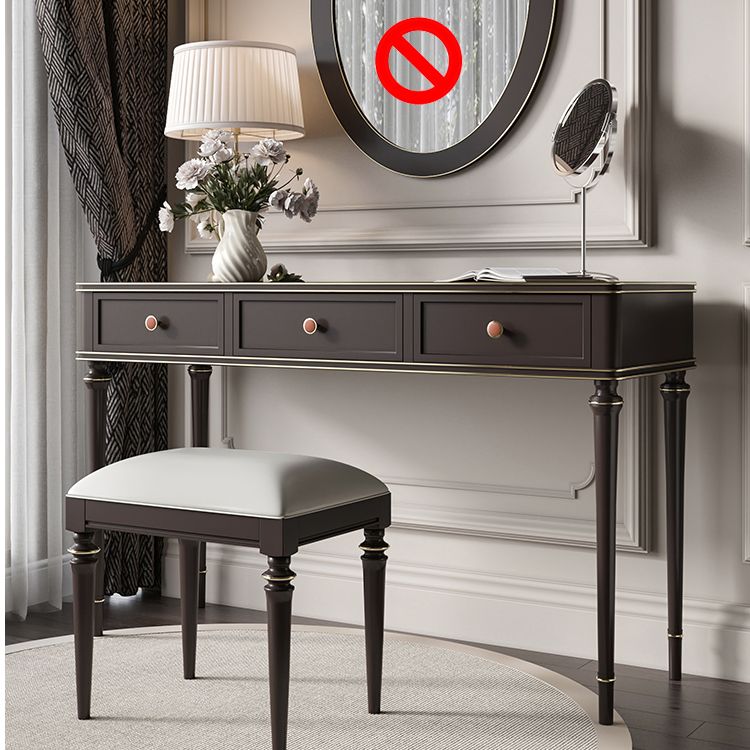 Mirror & 3 Drawers Makeup Vanity Dressing Table Solid Wood Dresser