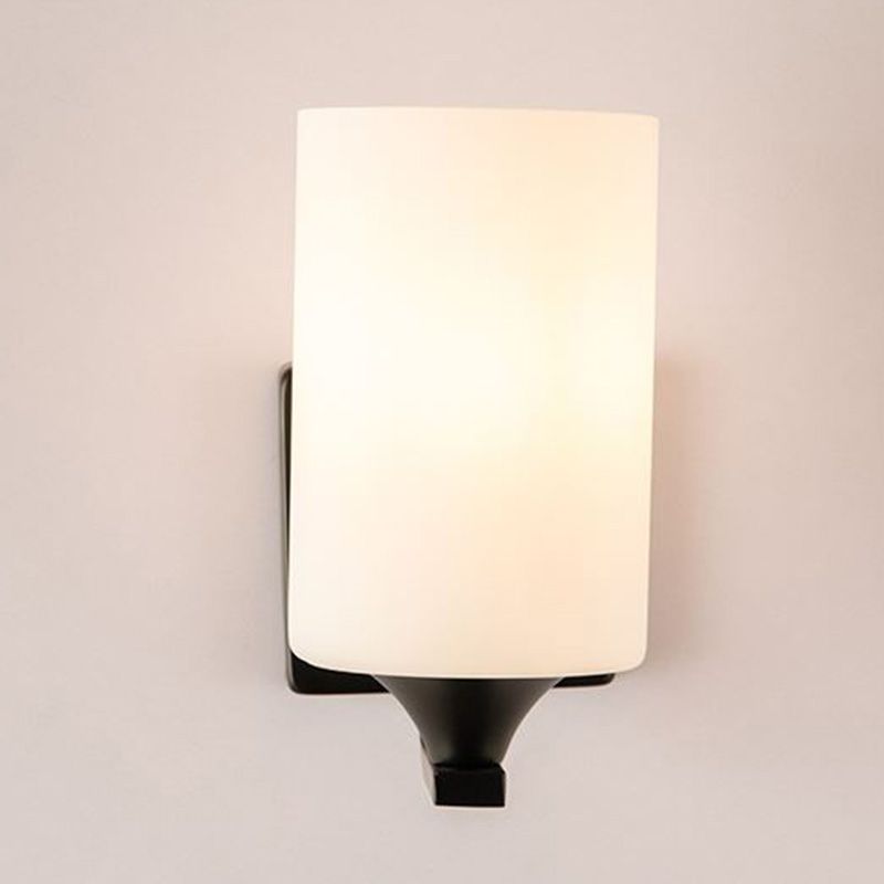 Modern Wall Mounted Light Fixture 1/2 Light Black Sconce Light with Glass Shape