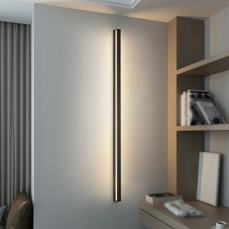 Modern Metal Wall Sconce Linear Shape Vanity Lamp with Plastic Shade for Bathroom