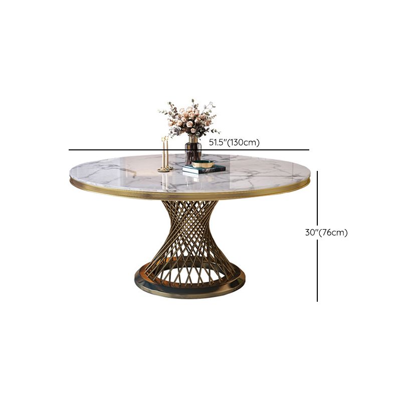 Modern Round Dining Table Steel Base Pedestal Table for Home Kitchen