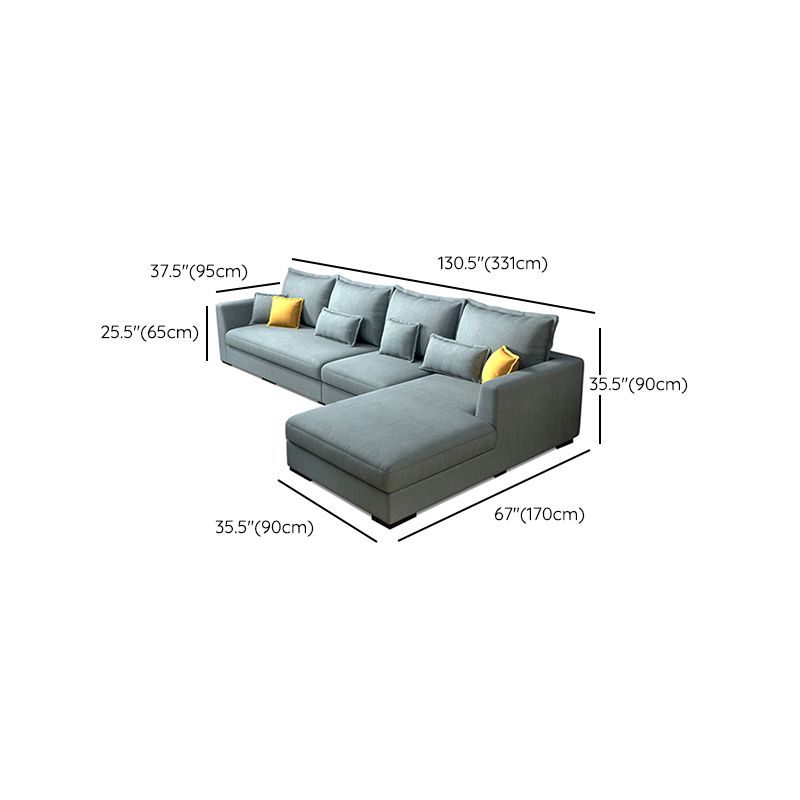Square Arm Sectional Nordic 4-seater Fabric Sectional with Bolster Pillows
