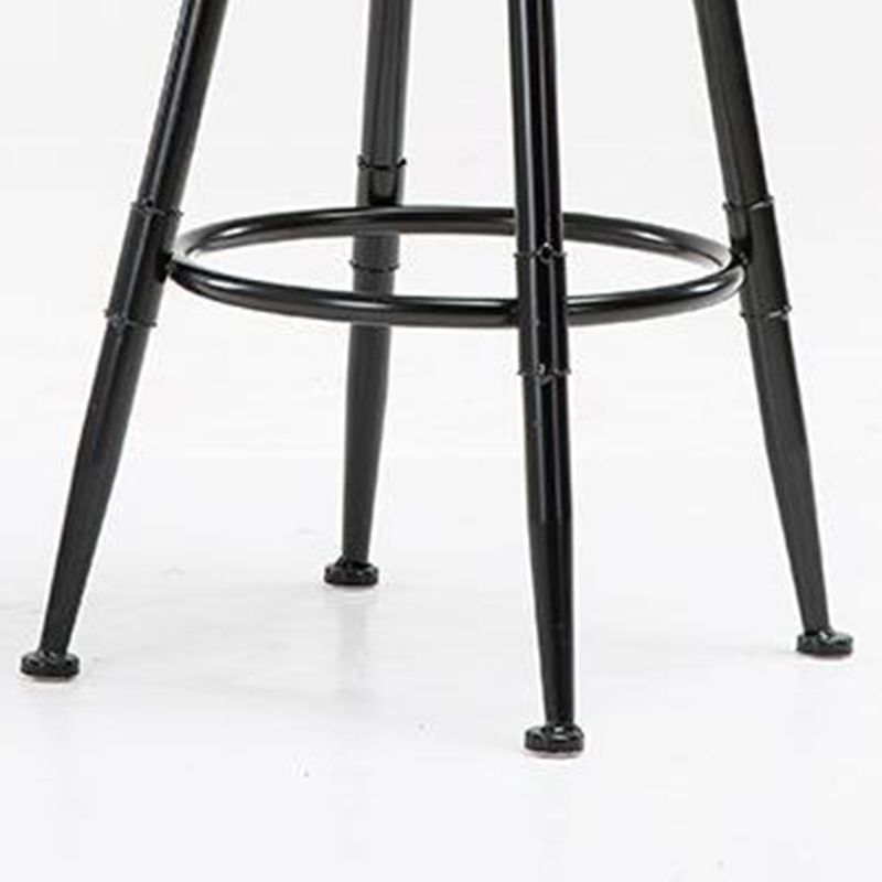 Black Metal Adjustable Height Bar Stool Solid Wood Armless Bar Stool