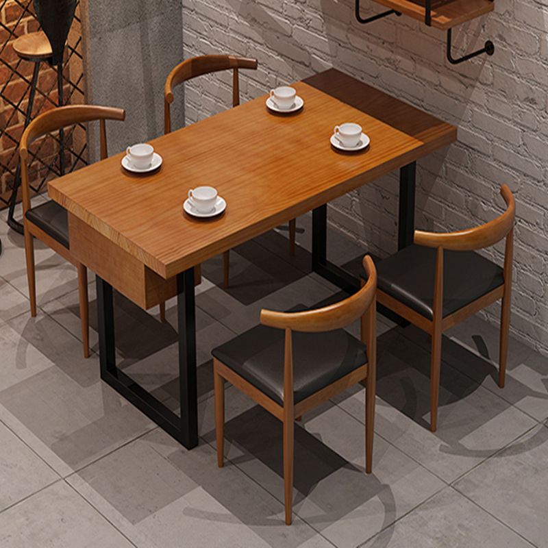 Industrial Wood Double Pedestal Dining Table Natural Rectangle Table