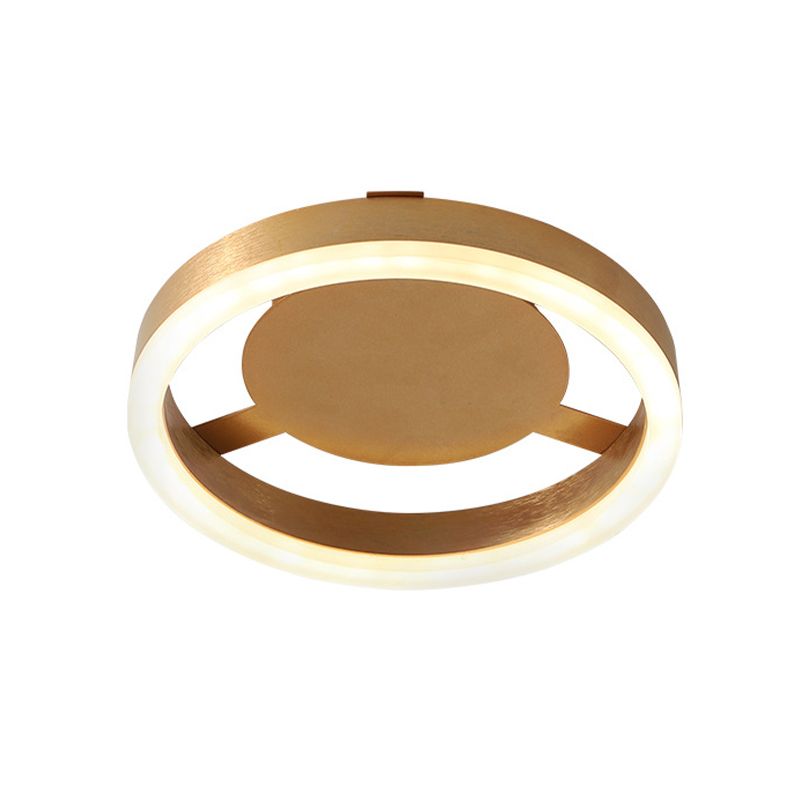 Metal Geometric Shape Flush Mount Light Modern-Style 1 Light Flush Ceiling Light in Gold