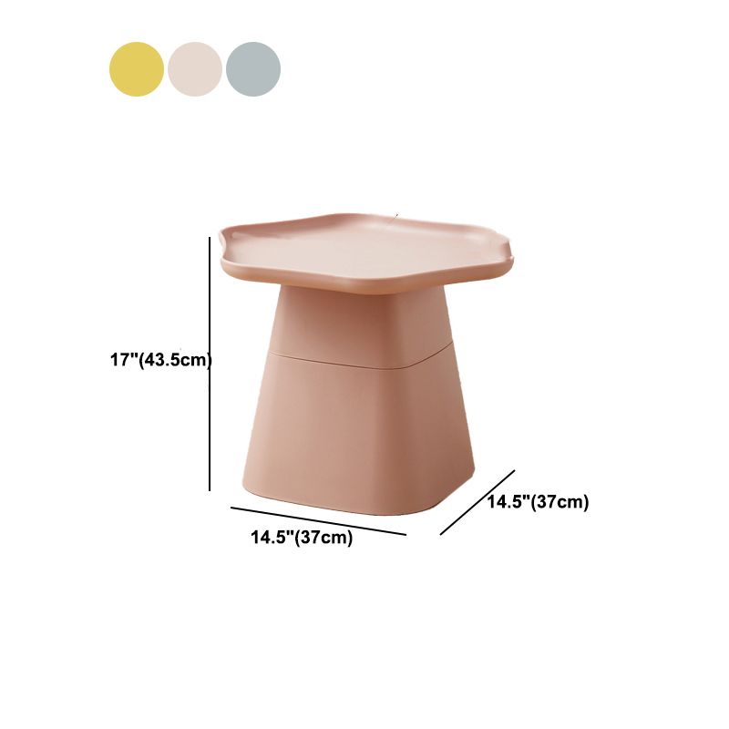 Plastics Modern Nightstand Non-Storage Round Accent Table Nightstand in Grey/Pink/Yellow