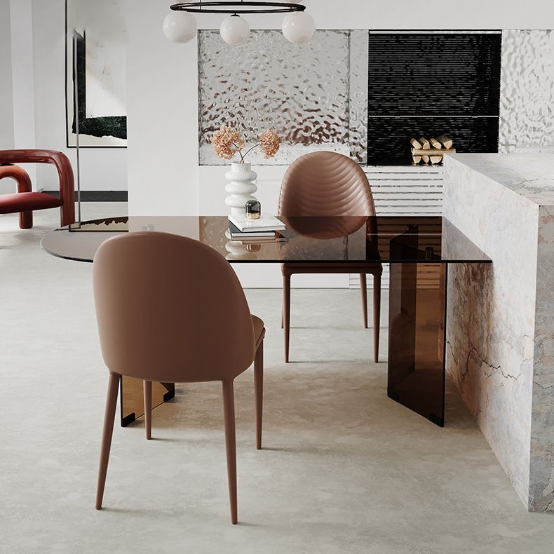 Table d'intérieur moderne en verre de forme libre, plateau en verre transparent pour cuisine et salle à manger