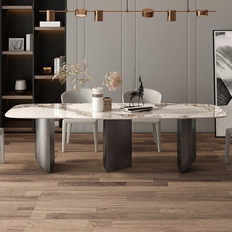 Glam Style Dining Table Set with Beige Chairs 1/3/4/5/6 Pcs Metal Dinette Set for Home