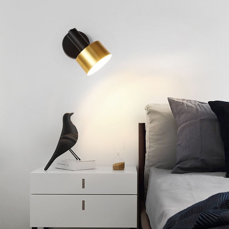 Modern Style Cylinder Wall Hanging Lamps 1-Light Metallic Wall Light Lamp Sconce