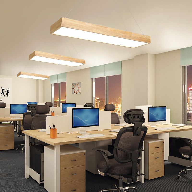 Wooden Hanging Lamp Simplicity Pendent Lighting Fixture for Meeting Room