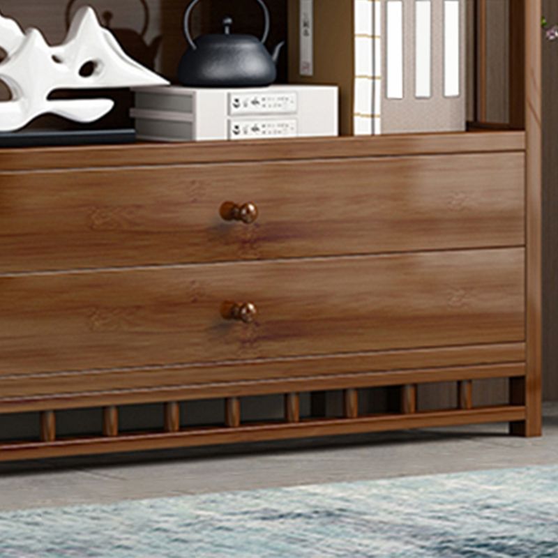 Mid-Century Modern Brown Accent Chest Wood Rectangle Accent Chest with Shelves