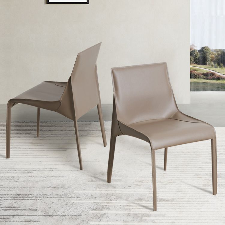 Designer Style Leather Dining Chair Matte Finish Parsons Dining Side Chair