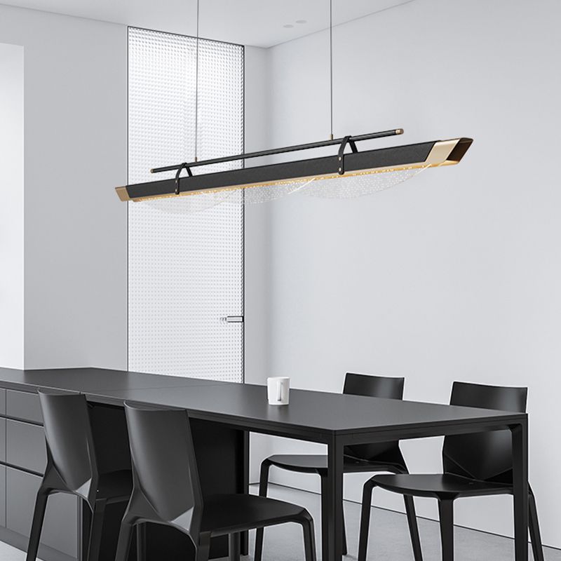 Leather LED Island Light Fixture Ultra-Modern Hanging Light for Dining Room