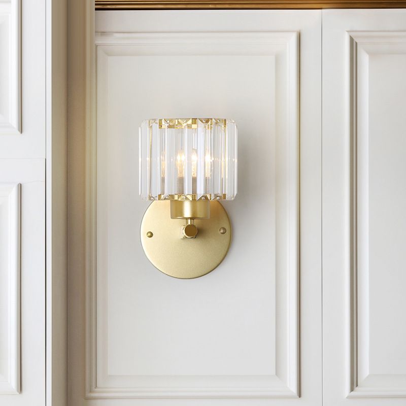 Lámpara de lámpara cilindro dorada modernismo 1 iluminación de pared de cristal de luz montada en la pared