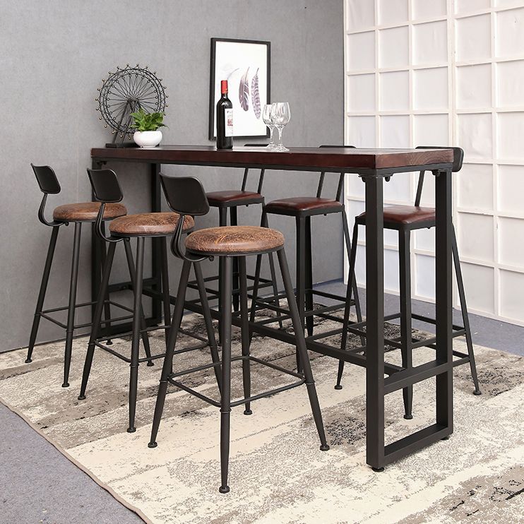 1/4/7 Pieces Industrial Rectangular Pub Table Set Wooden Counter Table with High Stools