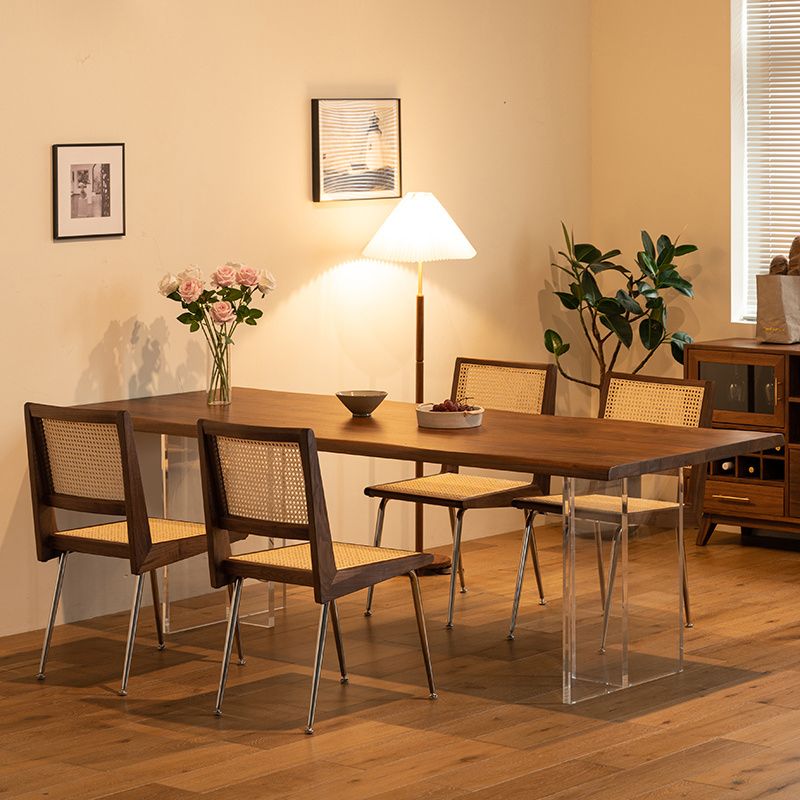 Modern Style Rectangle Solid Wood Dining Table with Double Pedestal