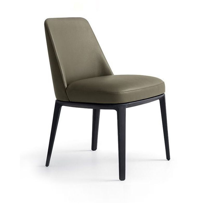 Upholstered Dining Accent Chair Faux Leather and Solid Wood Dining Room Chair