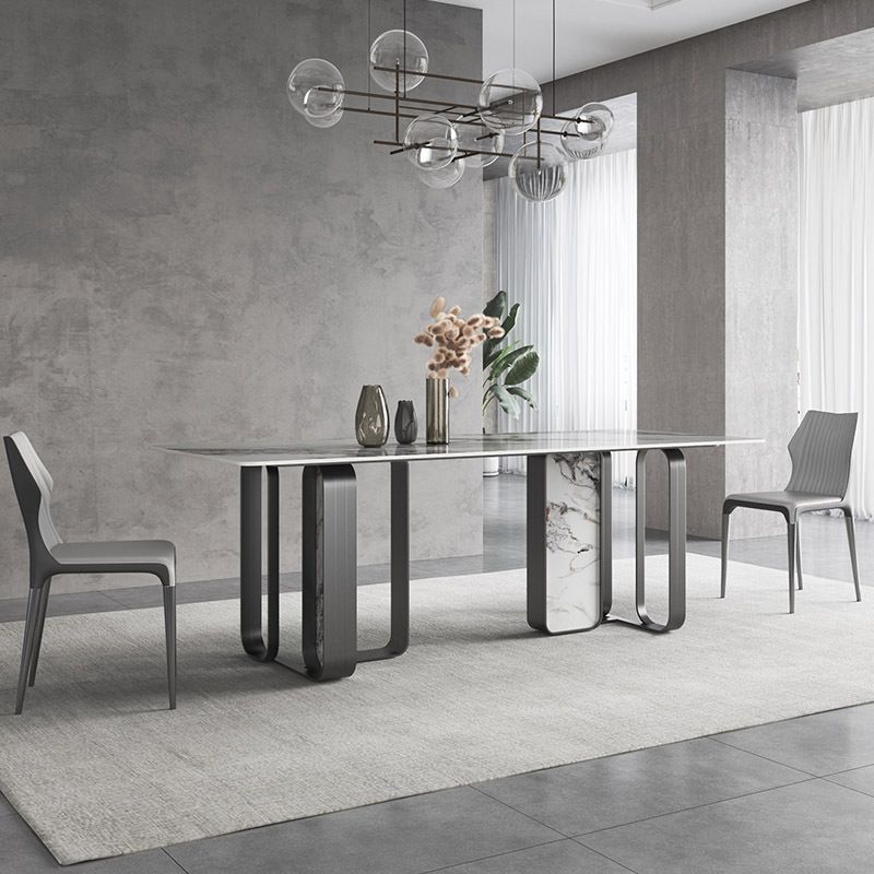 Nordic Sintered Stone Top Dining Set Rectangle 1/3/4/5/6/9 Pieces Dining Room Table Set
