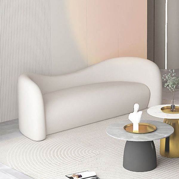 Modern Curved Loveseat Tight Seat Solid Color Sloped Arms Sofa
